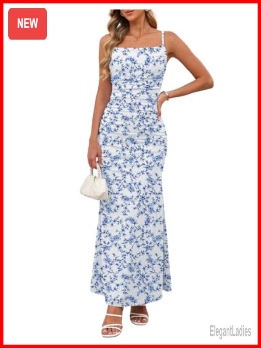 Women Spaghetti Strap Floral Maxi Dress Bodycon Backless Summer Wedding